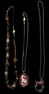 Assorted Costume Necklaces  Cardinal, Cat & Beaded Designs
