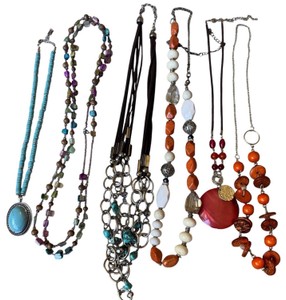 Assorted Boho Statement Necklaces  Turquoise, Beaded & Orange Jewelry