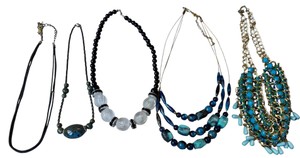 Assorted Turquoise & Black Statement Necklace Lot  Beaded & Multi-Strand
