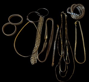 Assorted Gold & Silver Tone Chain Jewelry Lot  Necklaces & Bracelets