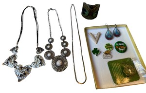 Assorted Fashion Jewelry Lot  Statement Necklaces, Earrings & Pins
