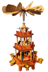 Vintage German Wooden Christmas Pyramid Carousel