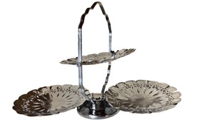 Vintage Silverplate Folding Three-Tier Serving Stand