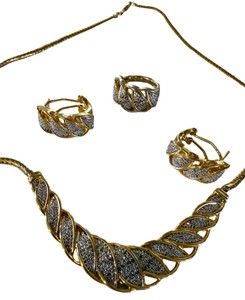 Gold-Tone Rhinestone Necklace, Earrings & Ring Jewelry Set