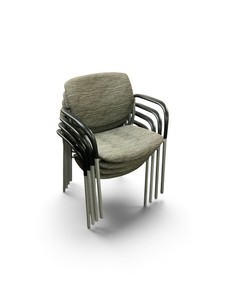 Set of 4 Sit-On-It Grey Padded Stacking Chairs Retail $449