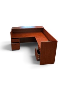 L-shaped Cherry Reception Desk w File Drawers Retail $1399