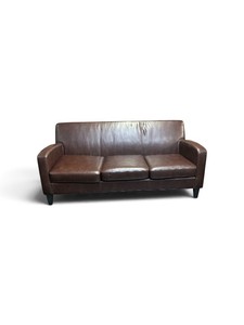 Dark Brown Faux-Leather 3-Seat Sofa Retail $999