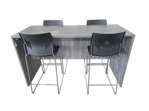 Silver Maple Wood-Grain Bar-Height Collaboration Table w 4 Stools Retail $2800