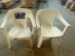 2x Big Easy Stack Chairs-350lb Capacity-See Photo for Condition