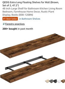 Set of 2- 47.2 Floating Shelves-Brown