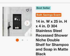 14x25x4 Shower Niche-Black