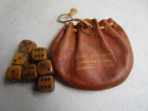 Vintage Leather Pouch-Matheson, Lindstrom MN & Dice