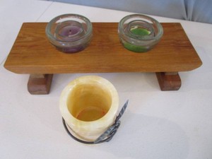 Marble Candle Holder, Tray wInsulators