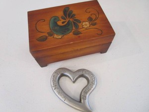 Wooden Box, Pewter Heart