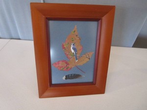 Original Painted Blue Jay on Maple Leaf