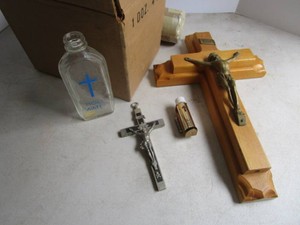 Holy Water Bottles, Last Rites Crucifix