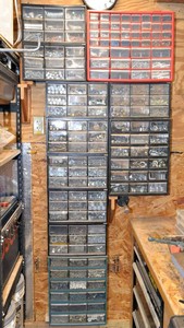 Wall of Hardware Organizers & Huge Assortment of Fasteners