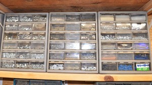 Three Hardware Organizers Full of Fasteners
