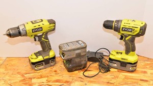 Two Ryobi 18V Drills with 3 Batteries & Charger