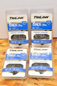 Four TriLink 8 Semi-Chisel Chainsaw Chains  New in Box