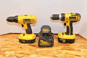 Two DeWalt 18V Drills with 3 Batteries & Charger