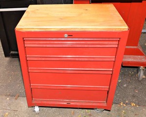Rolling Tool Chest with Wood Top