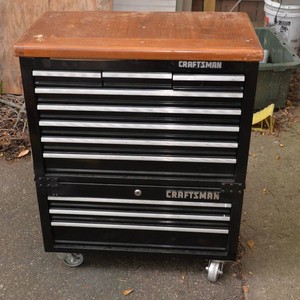 Craftsman Rolling Tool Chest with Handcrafted Wood Top