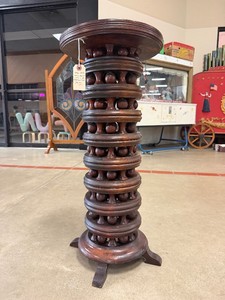 Excellent Antique&nbspTurned Wood Stacked Plant Stand w Wonderful Ball &amp Spool Design