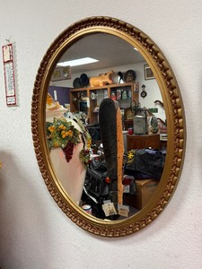 Nice Condition Vintage Gold Oval Wall Mirror