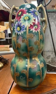 Large Antique 2-Handled Ceramic Pottery Vase