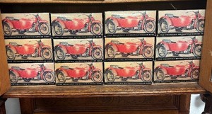 Lot of 8 Mint in Box Diecast Metal HARLEY DAVIDSON Motorcycles wSidecars - Red