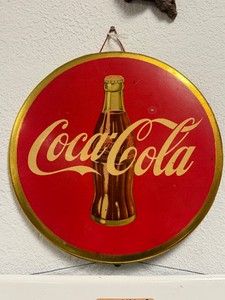 Original Vintage 1940s-50s era COCA COLA Round Button Advertising Sign