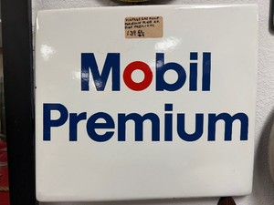 Vintage MOBIL Premium Gasoline Porcelain Gas Station Pump Sign