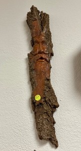 Carved Signed North Woods Carved Face Sculpture