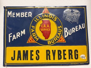 Vintage Embossed Tin FARM BUREAU Member Sign