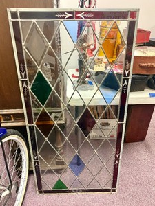 Vintage Leaded Glass Window wArrow &amp Diamond Design&nbsp
