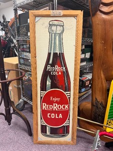 Large Vintage 1940s era RED ROCK COLA Advertising Bottle Sign