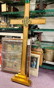 HUGE Vintage Solid Brass Church Cross