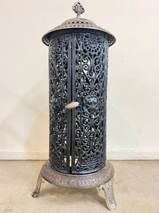 Excellent Antique Pierced Cast Iron Stove wLions Head Design