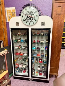Awesome Large Metal ROUTE 66 Display Cabinet wClock
