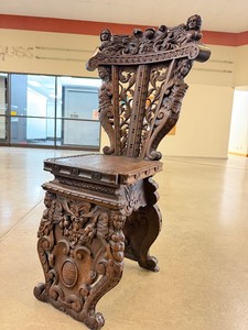 Beautiful Antique 1800s Ornately Carved Italian Renaissance Revival Chair #1