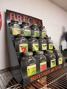 Great Condition Vintage 1930s era BRECKS SEEDS General Store Advertising Display wOriginal Jars