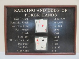 Wooden POKER Hand Ranking Wall Display Sign&nbsp