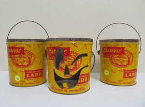 3 Vintage 1930s era Advertising Tins - One Cut into Old Halloween Jack-O-Lantern