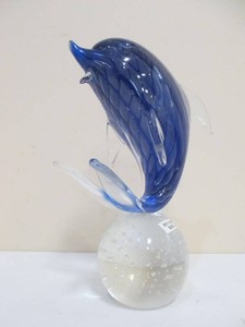Large Vintage MURANO Glass Dolphin Sculpture&nbsp