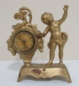 Vintage 1930s era Gilt Metal Cherub Clock
