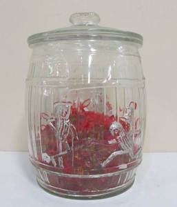 Old Vintae PLANTERS Peanuts Advertising Glass Jar (AS IS) wBags of Modern Marbles