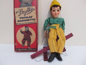 Vintage 1950s era Hazelles Marionette Toy wOriginal box - Minstrel Mike
