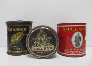 3 Larger Vintage Tobacco Tins - Including Early Dills Best Tin