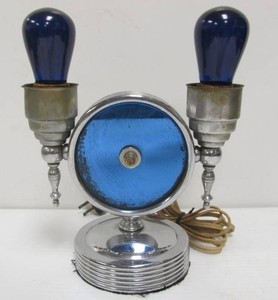 Awesome Orig 1930s era Art Deco Cobalt Blue &amp Chrome Mirrored Lamp